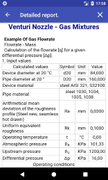 ISO-5167 Flowrate Calculations - Report screen