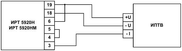 Схема подключения ИРТ 5920Н, ИРТ 5920НМ к преобразователю сигнала 0…5 мА