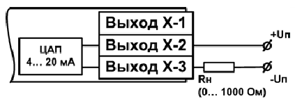 ТРМ10. Схема подключения нагрузки к ВУ типа И