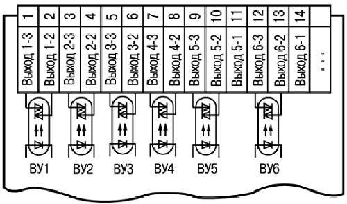 Схема подключения симисторных оптопар прибора ТРМ136-С