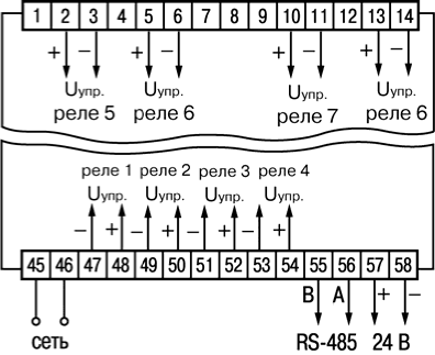 Схема подключения твердотельных реле прибора ТРМ 138-Т