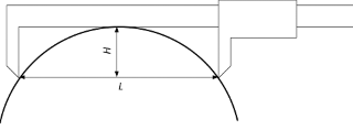 Calculating the diameter of a pipe along a chord using a caliper